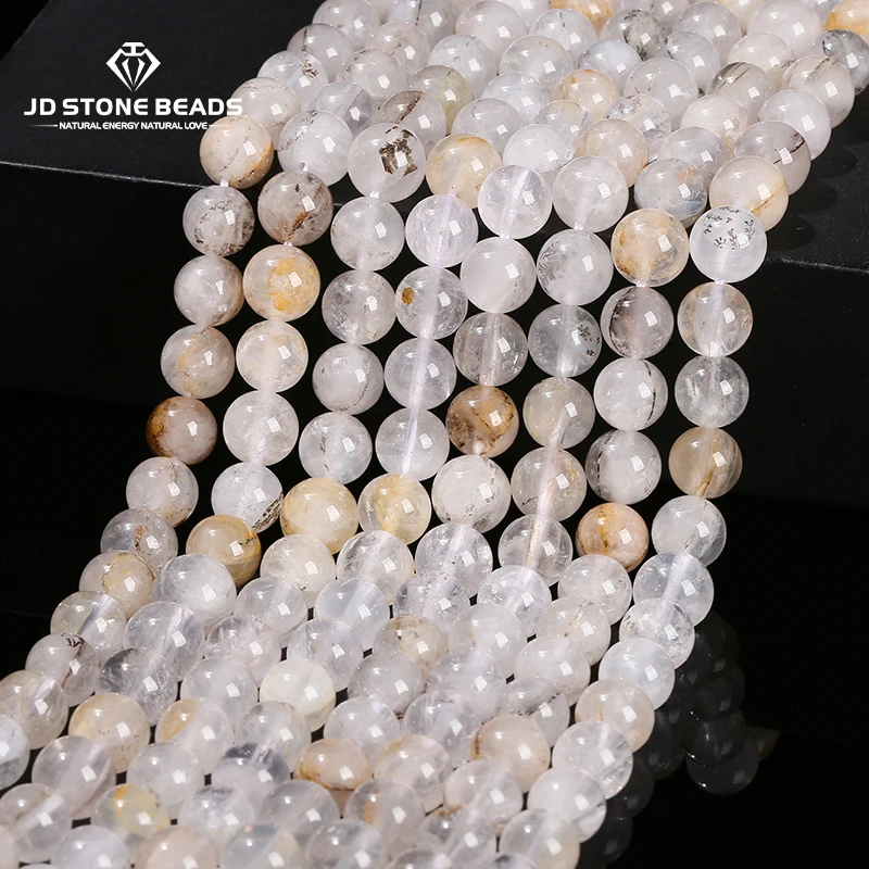 Natural Beige Quartz crystal Bead Round Loose Gemstone Beads for Jewelry Making DIY Bracelet Necklace Accessories 4/6/8/10/12mm