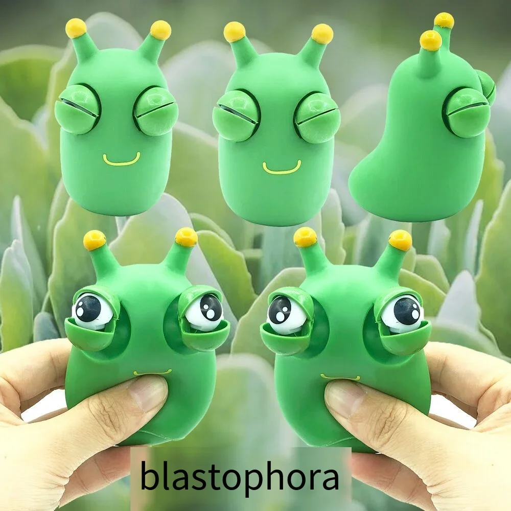 Squishy Eye Decompression Toys Popping Flippy Squeeze Vegetable Insect Toys Green Worm Antistress Fidgets Kids Party Favor Gifts