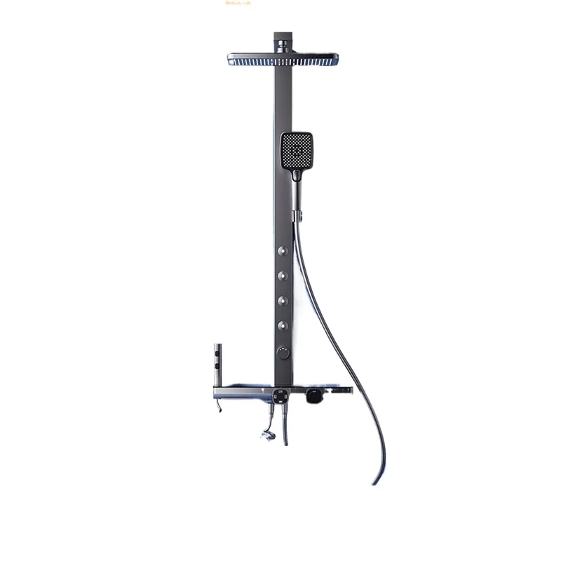

All-copper thickened constant temperature digital display shower set gray bathroom waist and shoulder spray massage shower