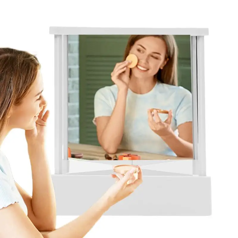 Desktop Makeup Mirror Non-Magnifying Triangular Fixed Table Mirror For True Image Non Reversing Mirror For Modeling