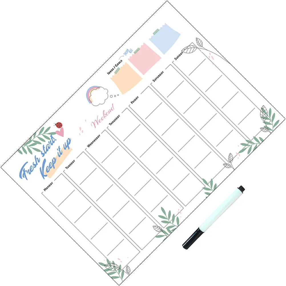 Whiteboard Sticker Dry Erase Calendar Weekly Magnetic PVC Reusable for Fridge Wall Office School Dorm Room Daily Planner Task