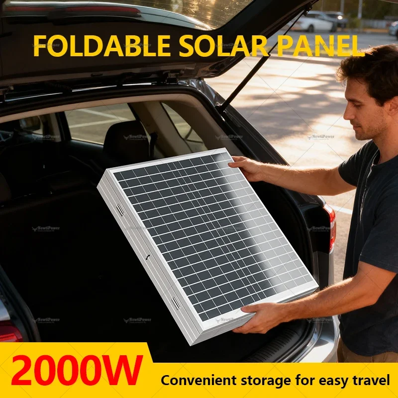 2000W Portable Solar Panel Kit 12V with 100A Controller - High-Efficiency Solar Charger for RV Camping Home Emergency Off-Grid