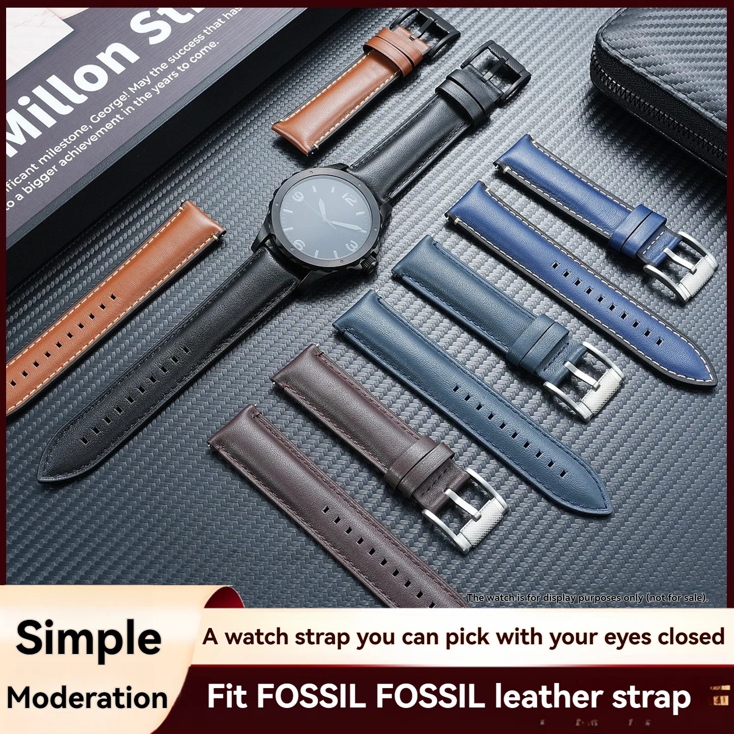 Suitable for FOSSIL Genuine leather strap FTW1114/FS5151 first layer cowhide watchband accessories 20 22mm