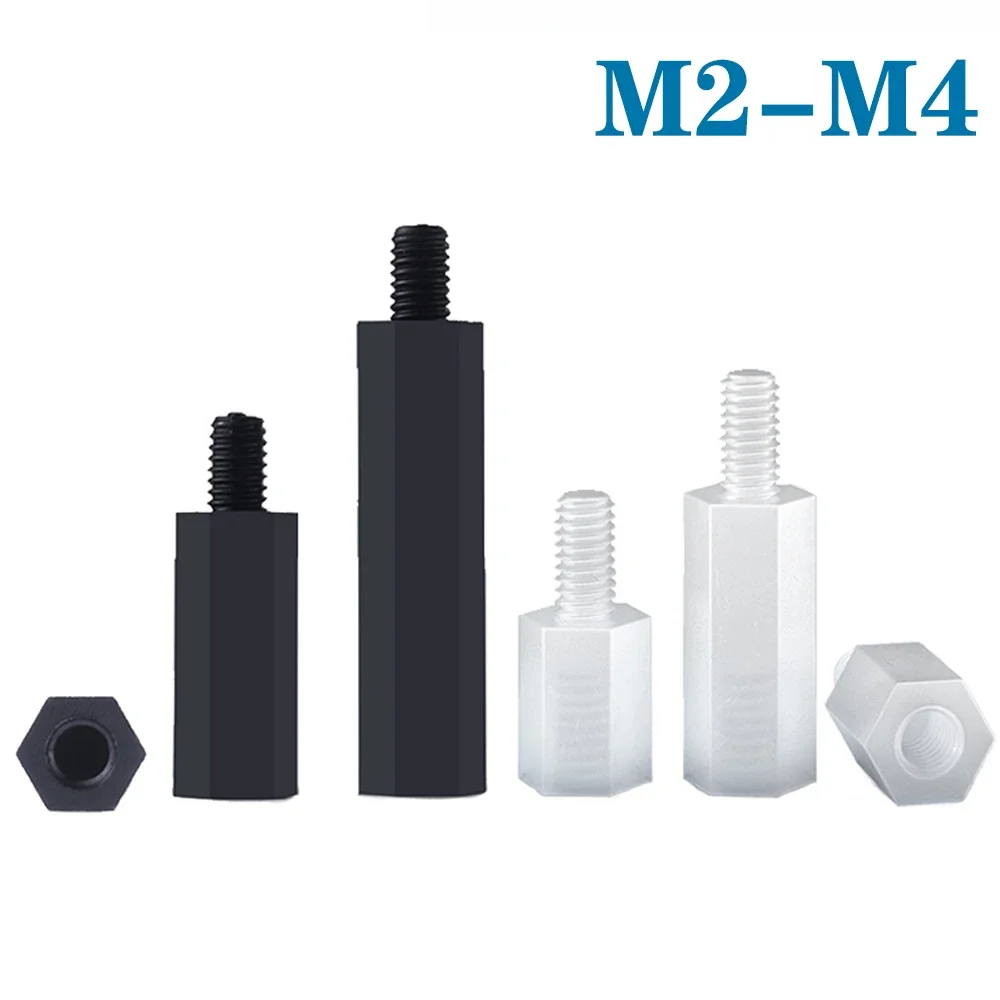 

50Pcs M2 M2.5 M3 M4*L+6mm Thread White Black Spacing Screw Plastic For PCB Motherboard Fixed Nylon Standoff Spacer Pillar