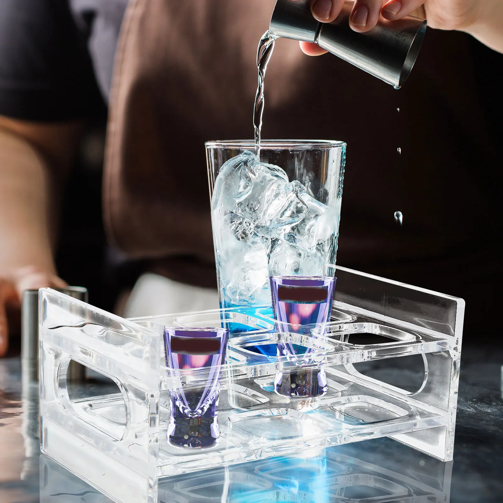 

Acrylic Cup Holder Rack Glassware Glasses Display Stand Whisky Decorate Monitor