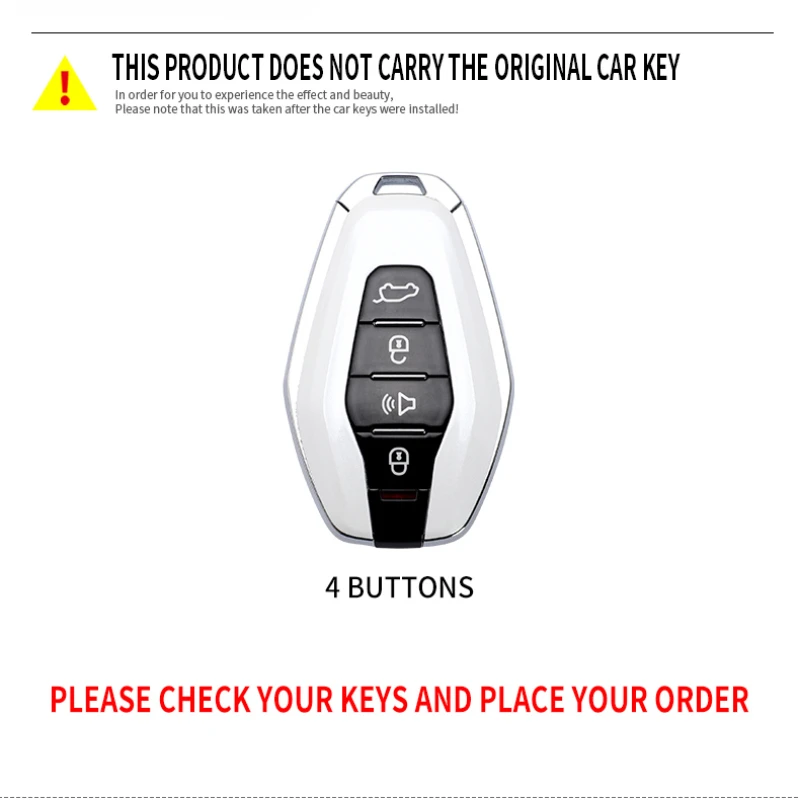 4 Bottons Metal Car Key Cover Fob Case Shell for Chery Jetour X70 X90 X95 Plus 2020 2021 2022 Remote Holder Keychain Accessories