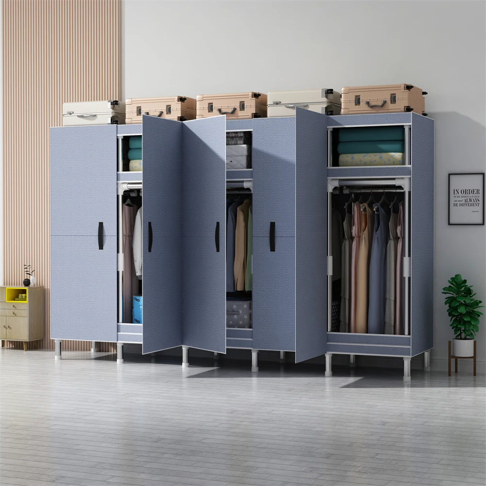 LEEGOHOME Wardrobes Closet Cloth Bedroom Furniture 85/125/166/207x45x170cm 26mm Steel Pipe Support Storage Household