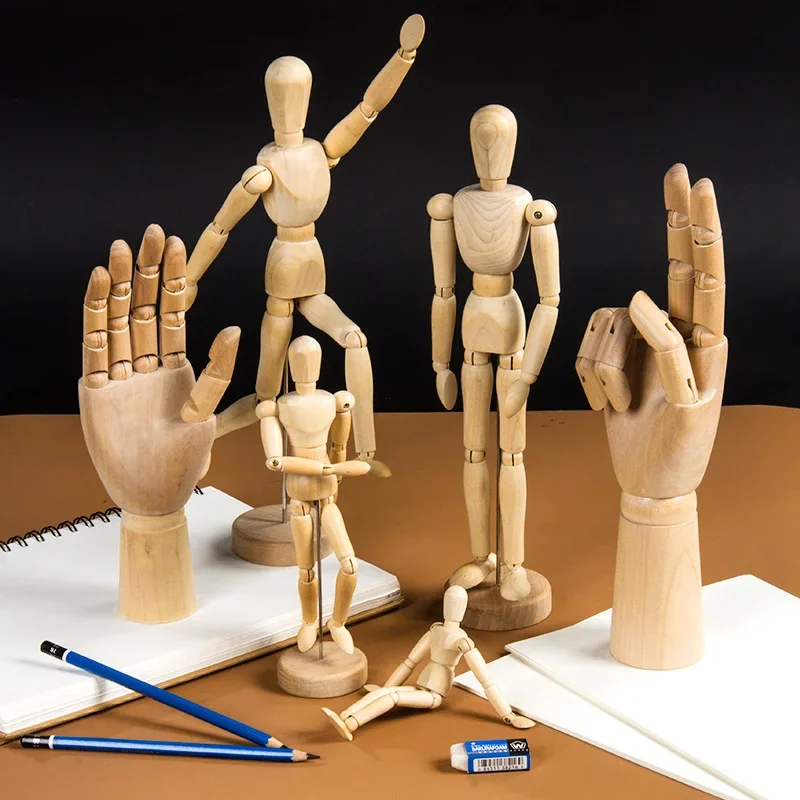 

Wooden Hand Figurines Rotatable Joint Hand Model Drawing Sketch Mannequin Miniatures Office Home Decor Artist Model Jointed Doll