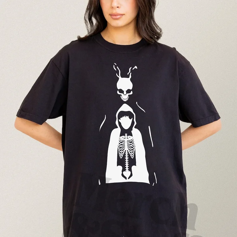 Donnie Fred Bunny T-Shirt, 90s Y2K Sci-Fi Horror Movie Graphic Tee Shirt