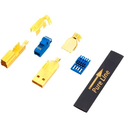 HIFI USB 3.0 Male Connector 5U Gold-plated Type A Type B Solidering 3 In 1 High Speed USB Cable Printer Hard Disk Audio Device