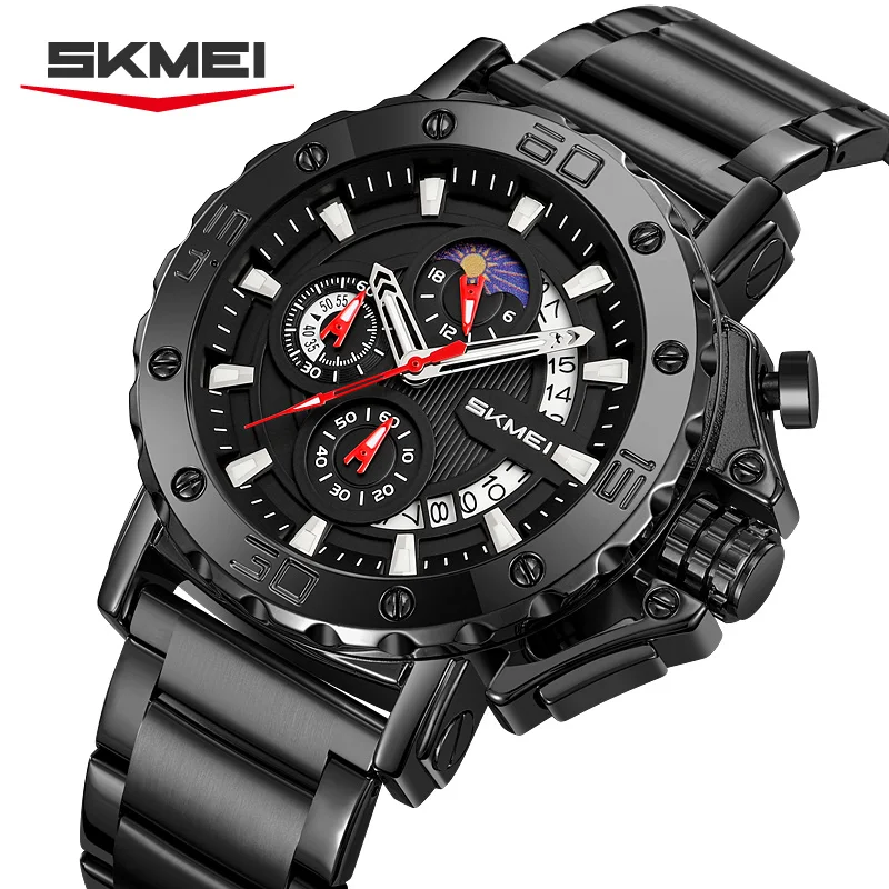 

SKMEI 9344 Будильник West Coast MAN Роскошные спортивные водонепроницаемые кварцевые часы с большим циферблатом и календарем Аналоговый таймер