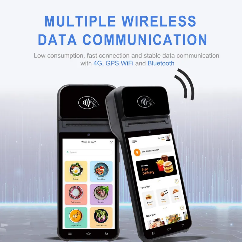 شاشة 5.5 بوصة تعمل باللمس 4G أندرويد 12 POS محطة المساعد الشخصي الرقمي الذكية ماكينة تسجيل المدفوعات النقدية مع 58 مللي متر طابعة الإيصالات الحرارية قارئ NFC الماسح الضوئي #2