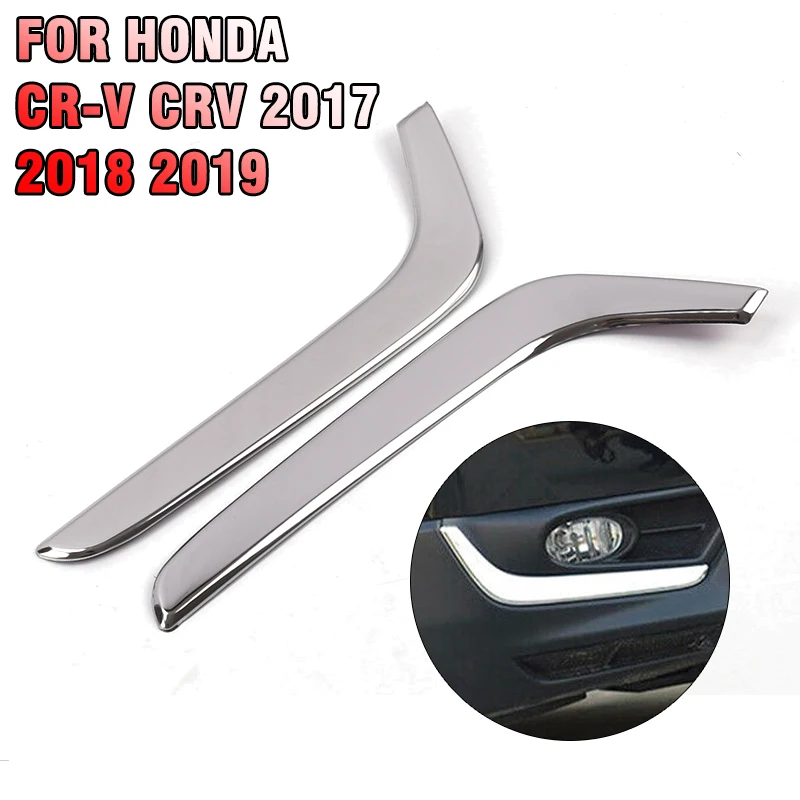 

2Pcs Chrome Front Fog Light Cover Molding Trim Auto Chromium For Honda CR-V CRV 2017 2018 2019 Styling Stickers