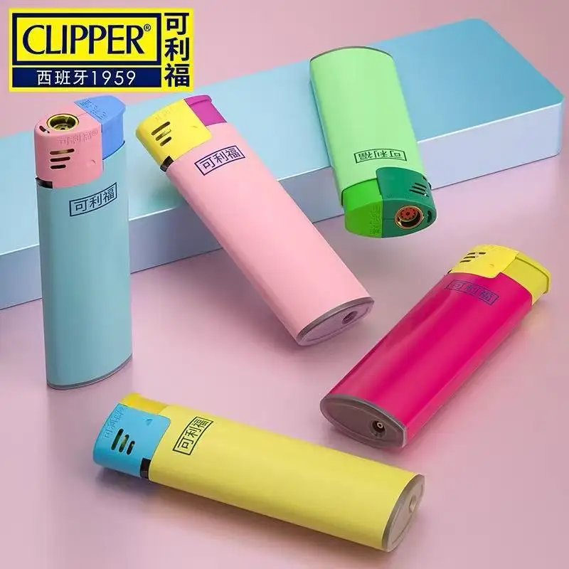 Оригинальные газовые зажигалки Clipper Candy Color с синим турбо-пламенем, ветрозащитные, многоразовые, для коллекции, 25 штук
