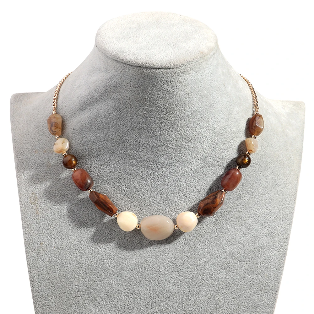 Vintage Acryl unregelmäßige Perlenkette Halsketten für Frauen personalisierte Mode geometrische Schlüsselbein Halsband stapelbar Schmuck Geschenk – Detail 6