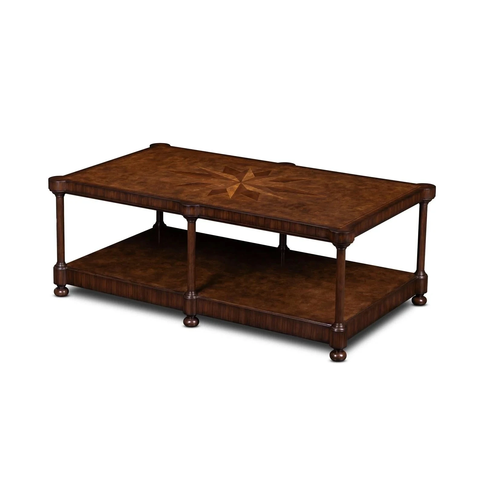 Rectangle Coffee Table Made Of Solid Teak Wood With An Elegant Thick Surface Design And Artistic Vertical Carved.