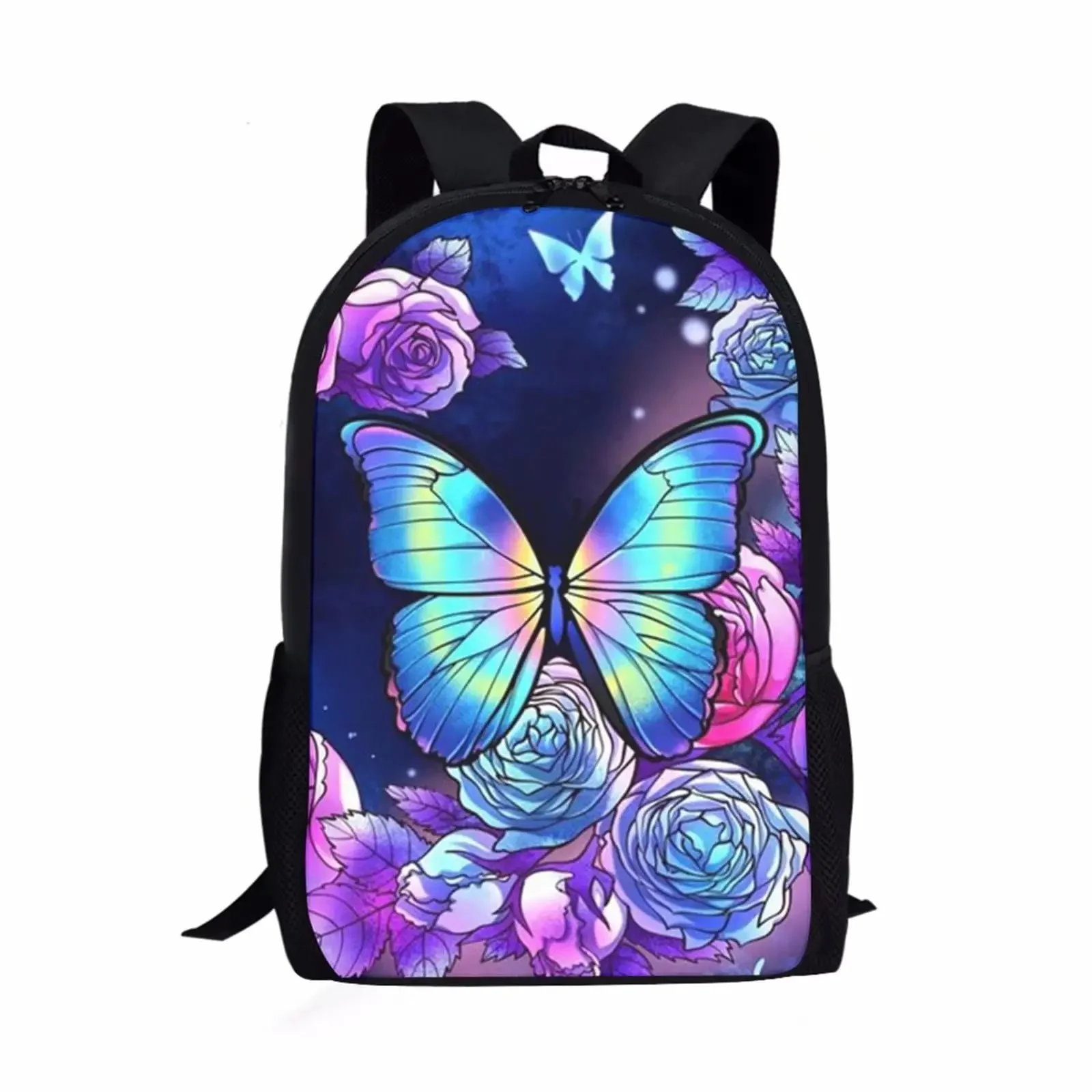 Butterfly Backpack Colorful Animal Print School Bags Boys Girls Bookbag for Elementary Students, 16 Inches Lightweight Rucksack