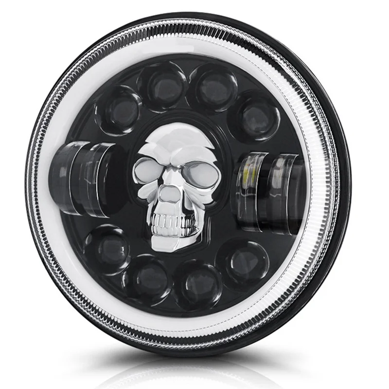 

ABOK-1 Pc New 7Inch LED Skull Headlights Accessories For Wrangler Off-Road Vehicle Headlight Conversions 60W Skull Headlights