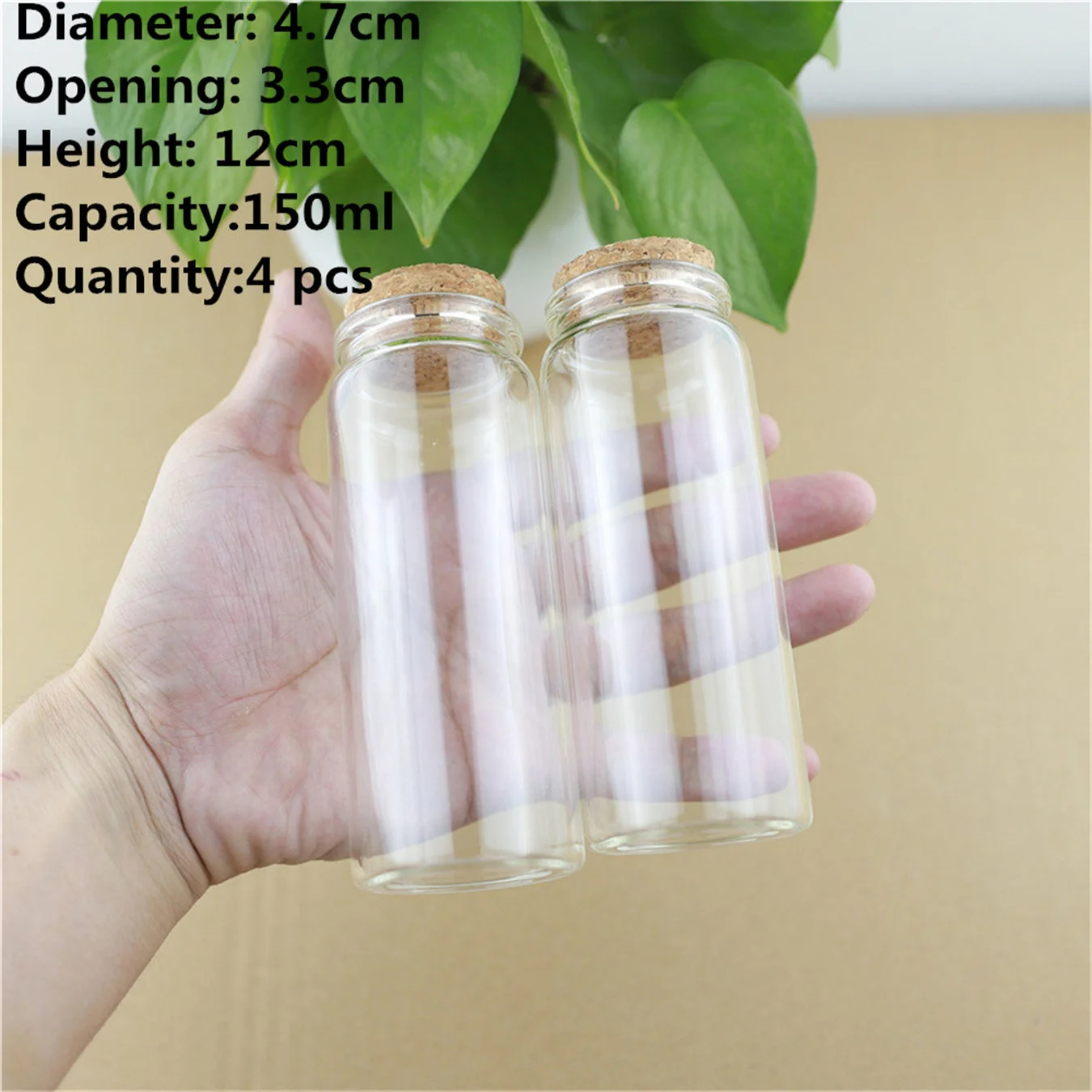 

Flat bottomed Glass test tube 4 pcs/lot 150ml Glass Bottle Stopper Decorative Jar Bottle Containers Glass Jars Wishing Vials