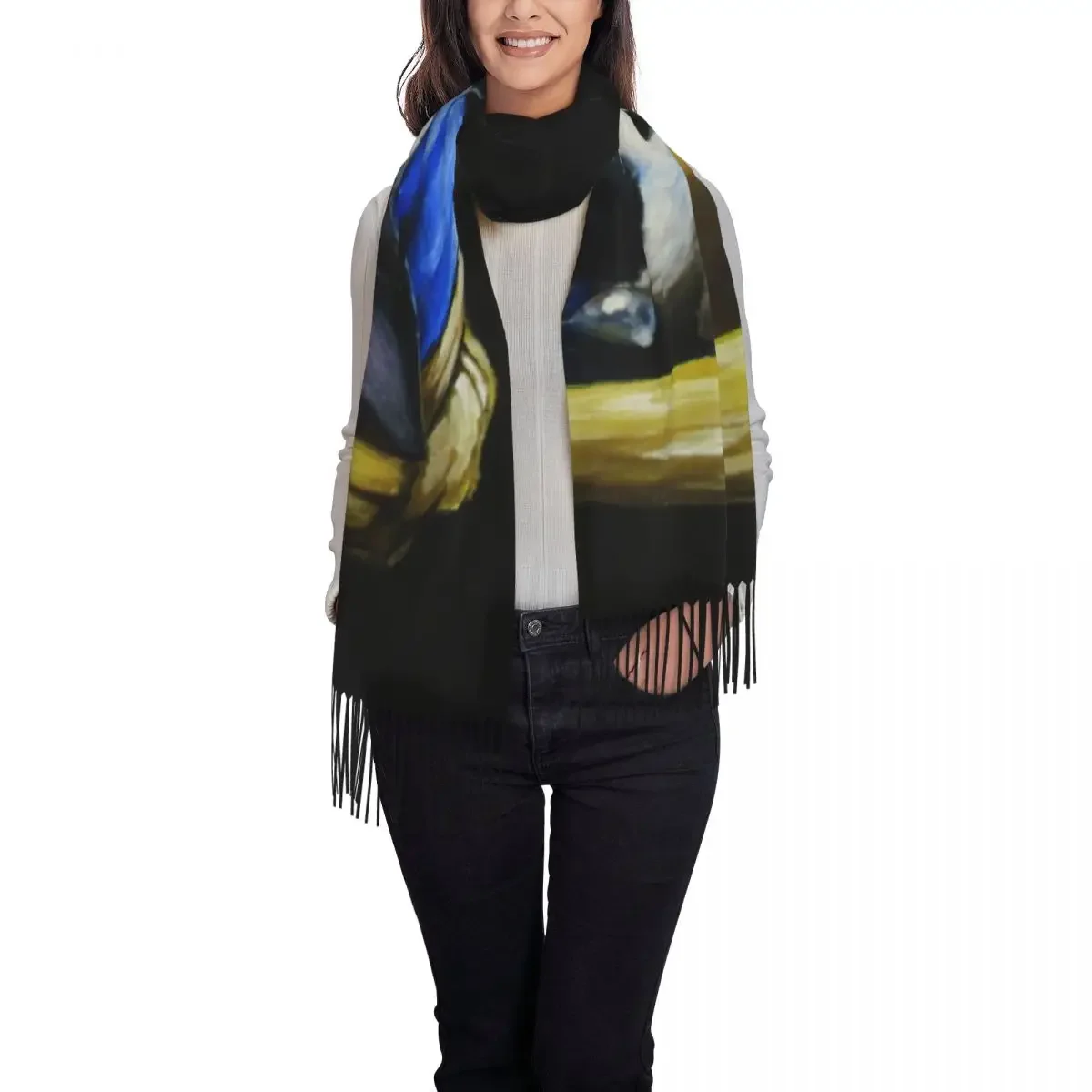 Customized Printed With A Pearl Earring Scarf Men Women Winter Fall Warm Scarves Cartoon  Terrier Dog Shawls Wraps