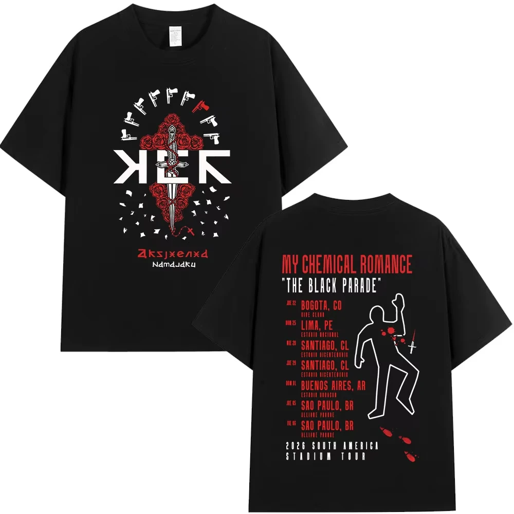 My Chemical Romance 2026 Tour Grafiken 100 % Baumwolle Musik T-Shirt Männer 2026 Neue Sommer Hip Hop Unisex Kurzarm Shirt Fan Geschenke