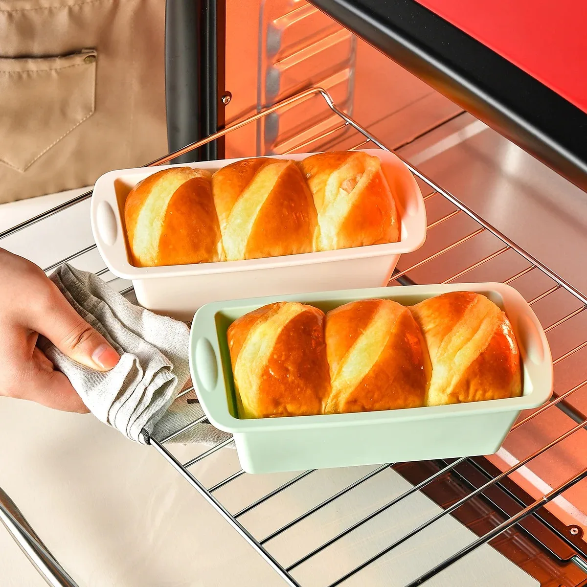 1Pc Nonstick Silicone Loaf Mold Rectangular Bread Brownie Pan Reusable Bakeware for DIY Pastry Baking Household Kitchen Use