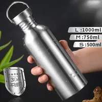 Stainless Steel Water Bottle 1000 750 500ml Big Mouth Cycling Hiking Waterbottle Drinkware Sports Bottle Flasks with Lid