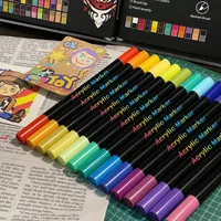Professional Art Use 24/48-Color Acrylic Paint Markers, Dual-Tip Fine and Brush Tip Pens, Suitable for Stone, Wood, Calligraphy 5