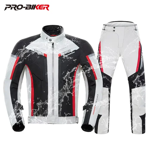 Imagen 1 del producto HEROBIKER-Chaqueta impermeable para motocicleta, chaqueta de carreras para hombre, pantalones de motocicleta usables, ropa de Moto con protección EVA