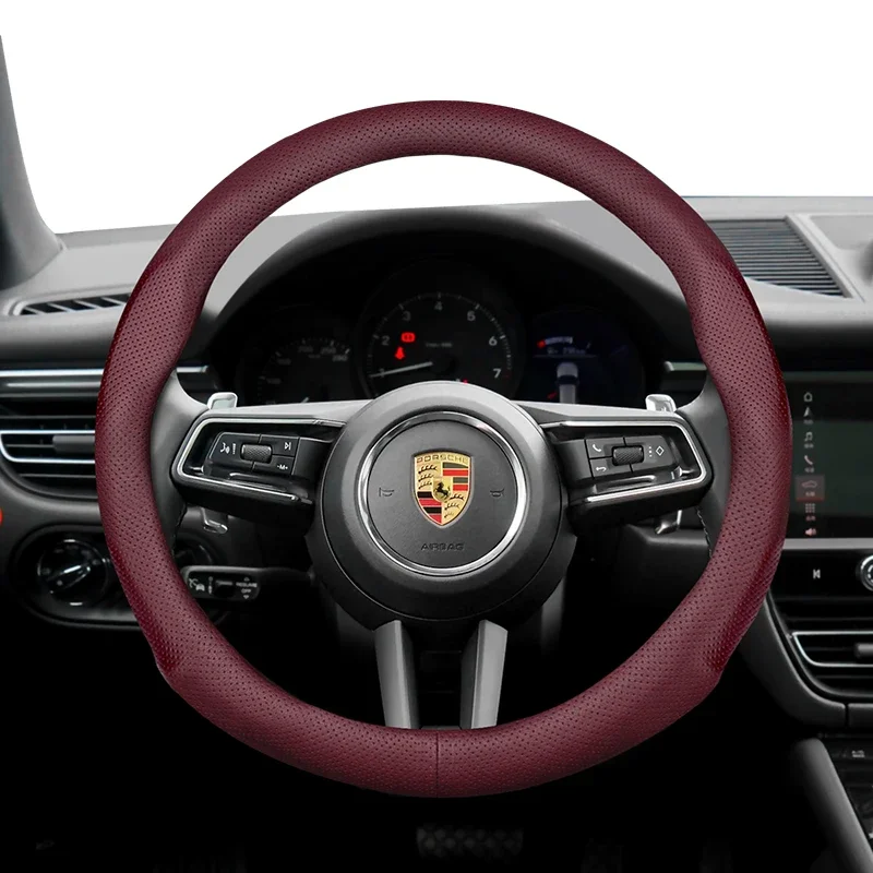 

Чехол на руль Porsche, ультратонкий дышащий кожаный чехол из микроволокна Cayenne Macan Panamera Taycan 718 911