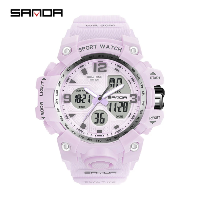 SANDA 6030 942 Luxury Digital Lover Watches Fashion Silicone Waterproof Clock Sports Electronic Couple Wristwatch For Men Women