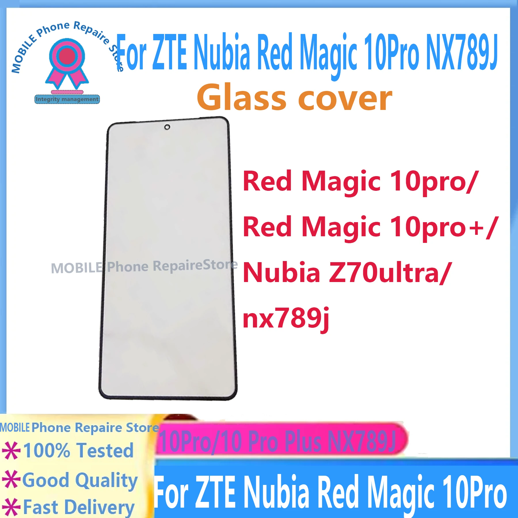 Front Glass Screen + OCA Glue For ZTE Nubia Red Magic 10Pro/ Nubia Z50SPro Nx713J Z70Ultra LCD Digitizer Touch Lens Panel Replac