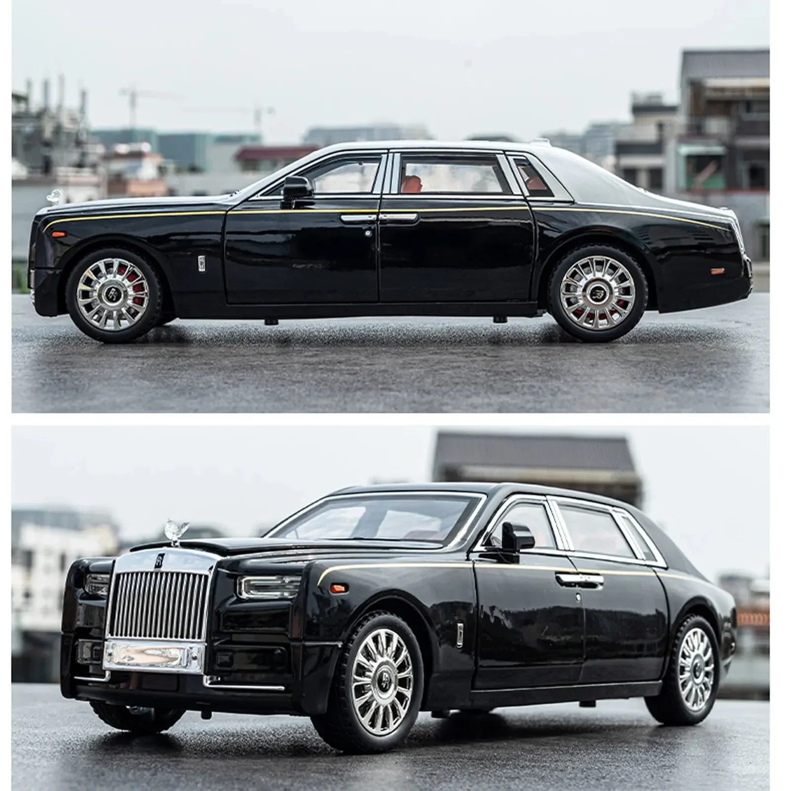 Rolls-royce Phantom Model Car, juguete de aleación de Zinc, extraíble, fundido a presión, con sonido y luz, modelo de modelado realista, 1:18