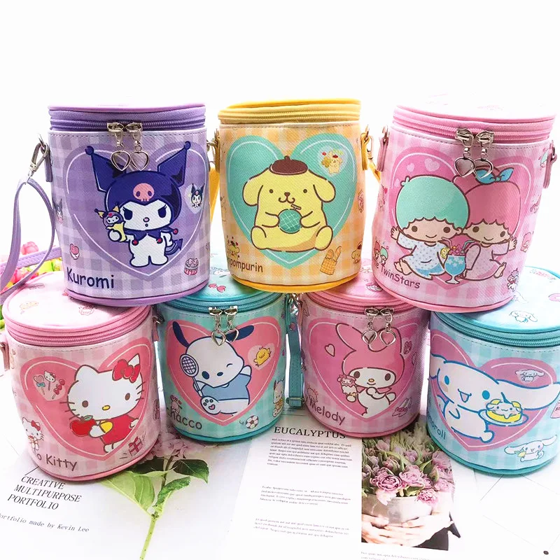 

Cute Cartoon Sanrio Kuromi Cinnamoroll My Melody Pochacco Cylinder Bag Shoulder Bag Crossbody Bag Children's Shoulder Bag