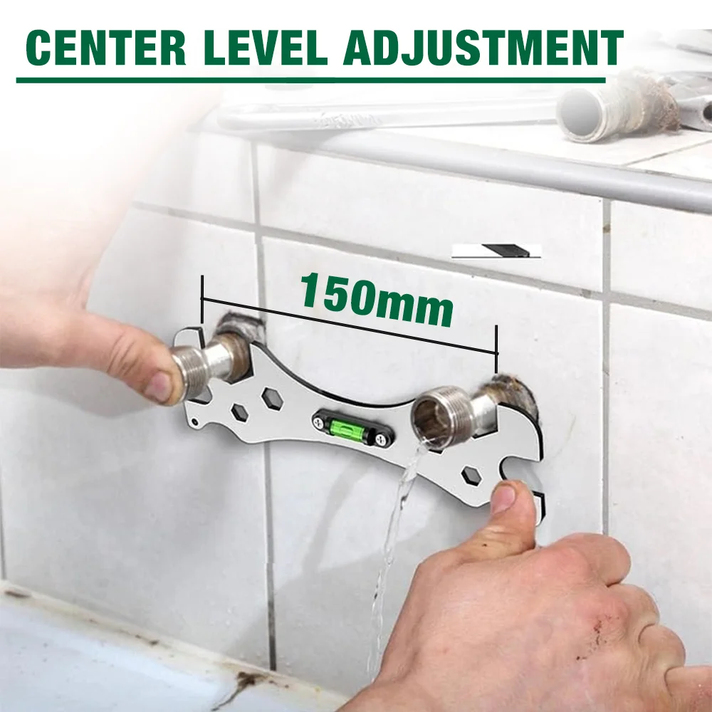 أداة مفتاح زاوية معدنية مع مستوى، تركيب صنبور الدش، أداة قياس مسافة مسطرة مستوى متينة لسباكة الحمام