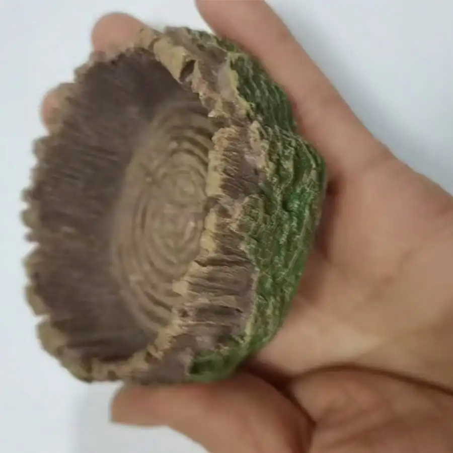 1 pcs Tree Stump  Shaped Reptile Food  Water Bowl Resin Terrarium Decor for Lizards Snakes Small or Large Sizes view 2