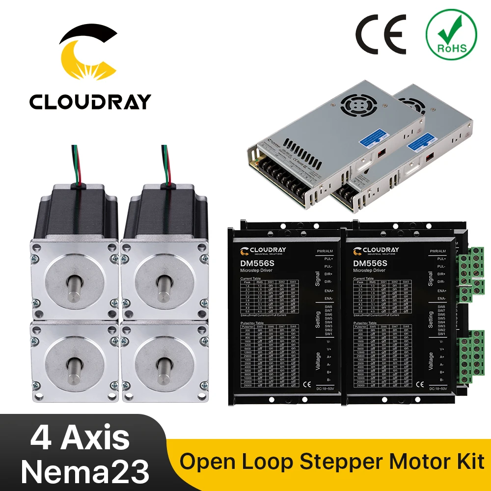 4 Axis CNC Router Kit 3N.m Nema 23 Stepper Motor + DM556S Stepper Driver + 350W power supply