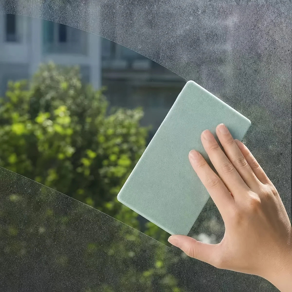 4 Stück Glas-Entkalkungs- und Reinigungsbürste für Haushalt, Badezimmerspiegel, Duschraum, Fliesen, leistungsstarke Entkalkungs- und Fleckenentfernungswerkzeug – Detail 4