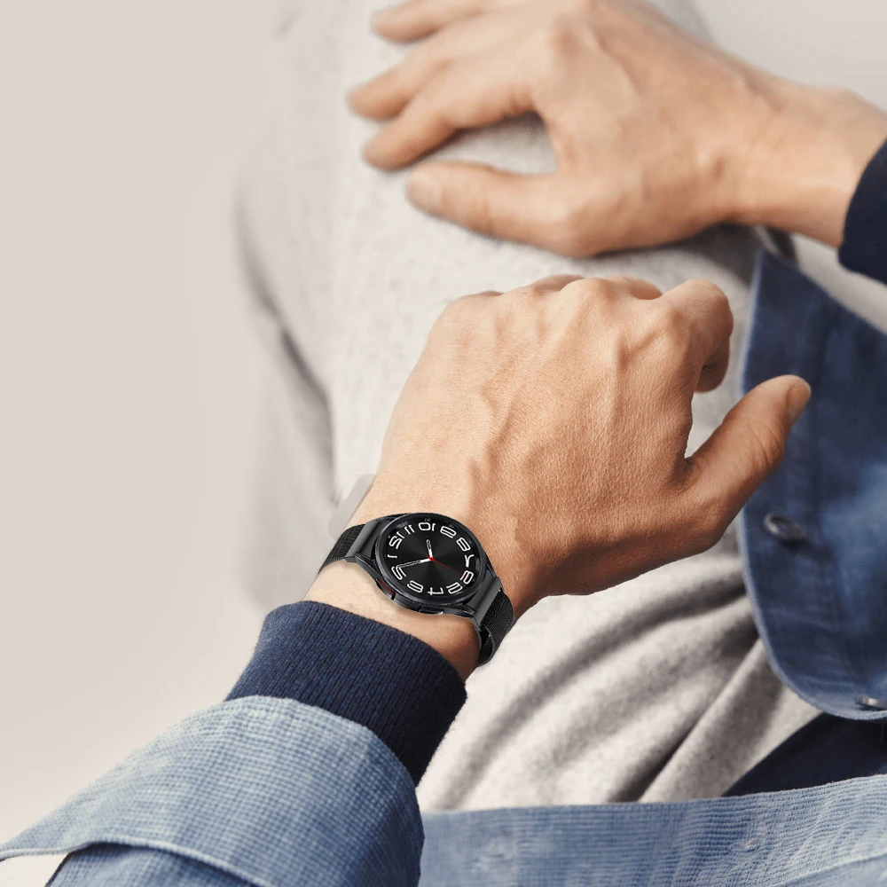 Paquete de 2 correas milanesas para Samsung Galaxy Watch 7/FE/6/5/4/5Pro/6/4 correas clásicas sin huecos pulsera magnética de Metal de acero inoxidable