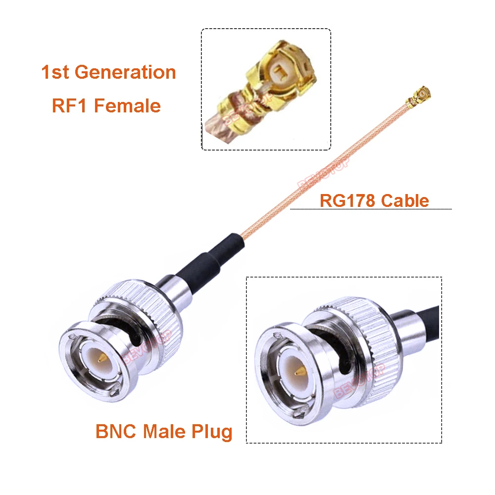 1PCS BNC to uFL IPX-1 Female Jack RG178 Pigtail Cable Mini PCI WIFI WLAN Antenna Extension Cable RF Jumper BEVOTOP