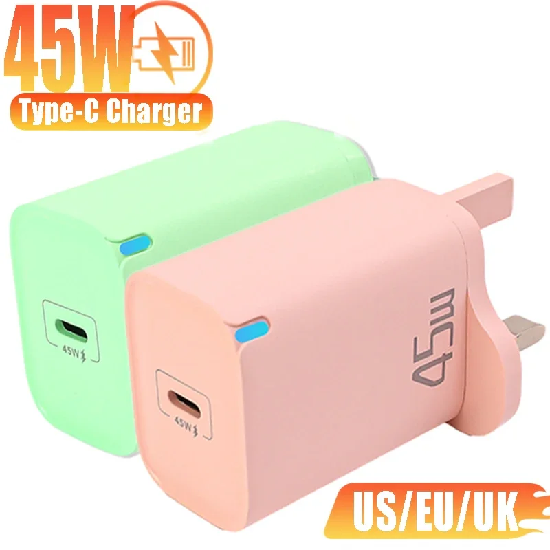 Type-C Fast Charger Colorful Mobile Phone Chargers USB C Charging Plug Universal EU/US/UK Adapter For iPhone Samsung Huawei OPPO