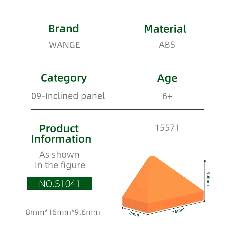 Wange 243Pcs/lot 15571 Slope 45 2 x 1 Triple with Bottom Stud Holder Block Moc Color Accessories Compatible with Brick Children