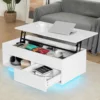 Mesa de centro con elevación LED, muebles modernos con ajuste de altura y diseño elegante para decoración del hogar y entretenimiento 4