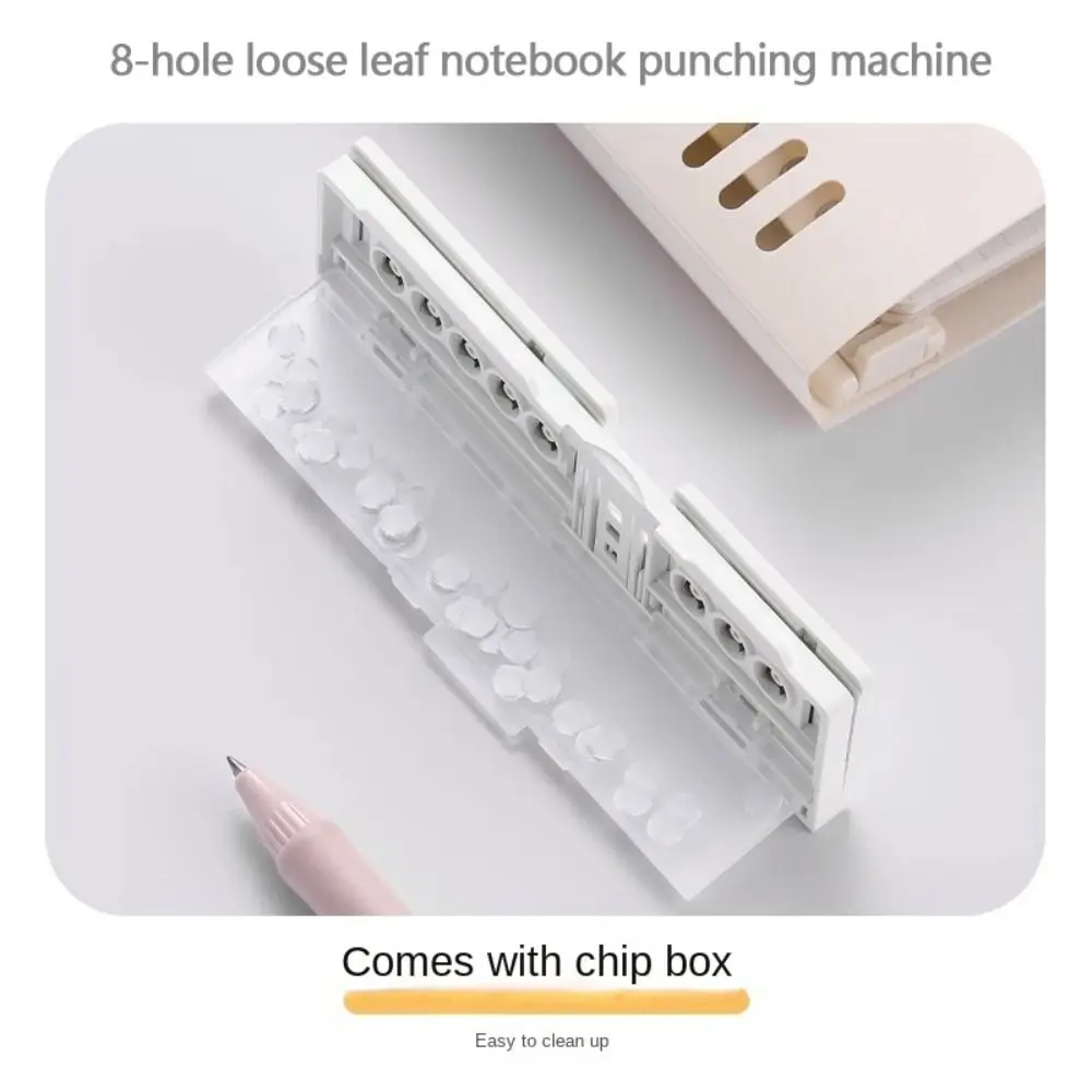 Punzonatrice manuale a 8 fori di alta qualità A5 B5 A4 Strumento per perforare carta Notebook a fogli mobili Leggero raccoglitore ad anelli