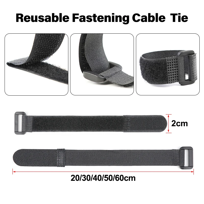 10 - 200PCS Hook and Loop Straps Fastening Cable Ties Cable Straps Nylon Securing Wire Cord Tie Organizer Reusable Fastener Tape