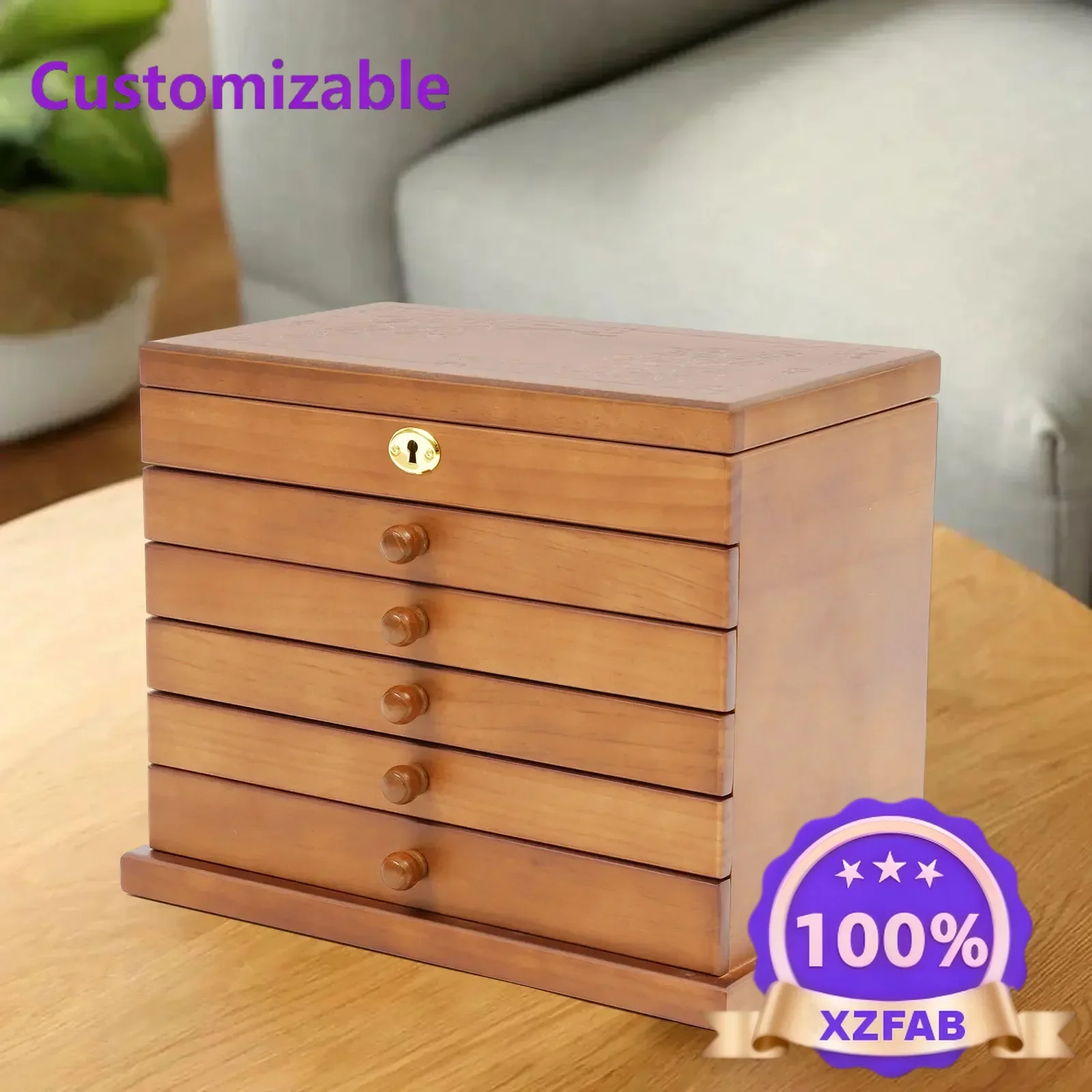 Factory Direct 2026 Wooden Gift Storage Box Jwelry Cabinet Jewelry Storage Box With Mirror And Lock For Jewelries, Ring