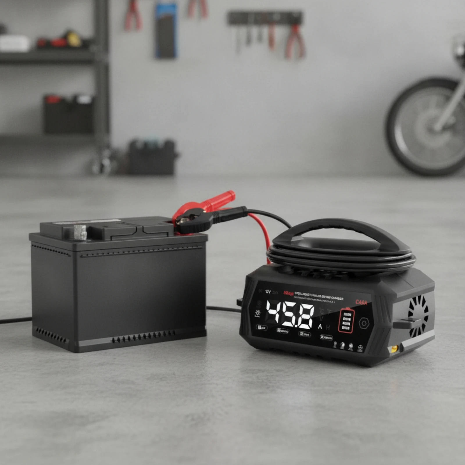 Smart Battery Charger Fast Charging Battery Charger with Digital Display Overcharge Protection Rechargeable for Car Owners