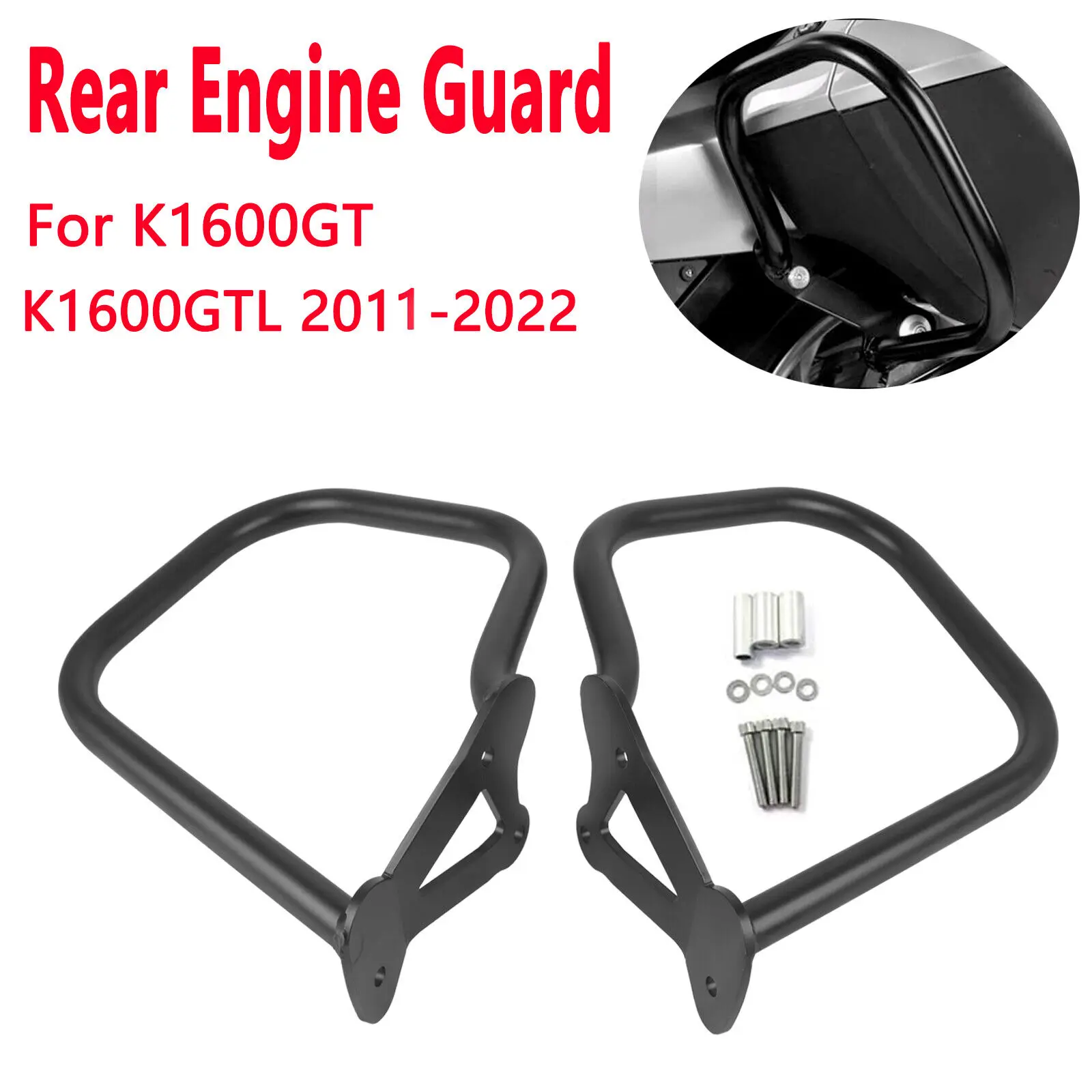 Black Engine Guard Protection Crash Bars Kit For BMW K1600 GT/GTL 2011 2012-2022