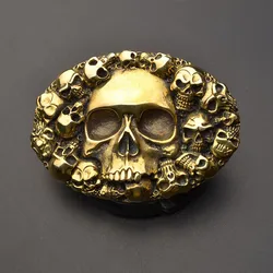 40mm Brass Skull Cool Metal Vintage Belt Buckle Handmade Homemade Accessories Waistband DIY