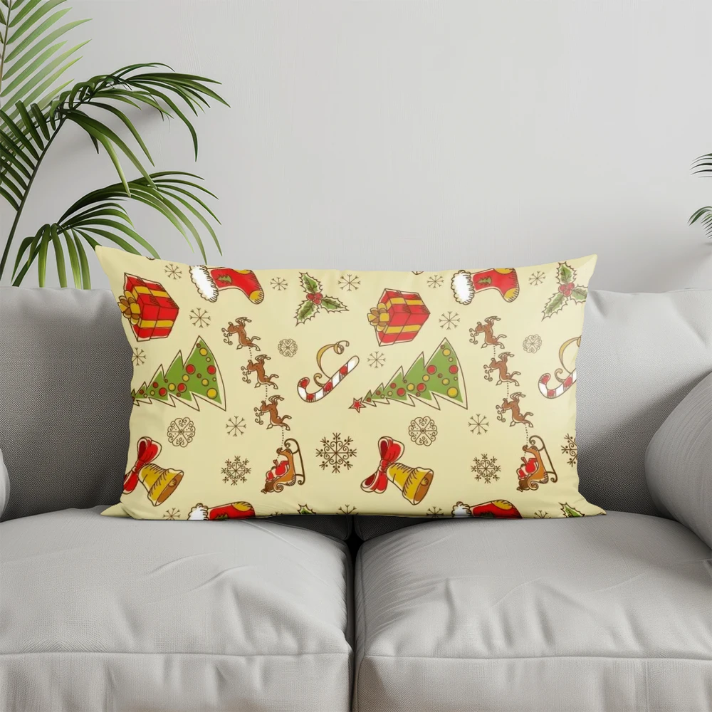 Home Decor Christmas Pattern Rectangular Pillow Suitable For Sofa Bedroom Car Pillow Cover Cushion Rectangular Back Cushion